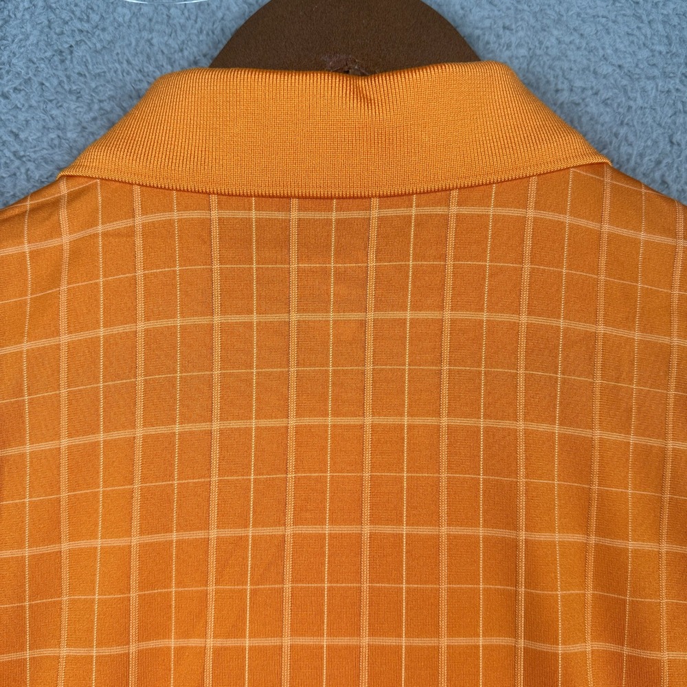 Masters Tech Golf Polo Mens Large Orange Windowpane Check Short Sleeve Shirt - Picture 4 of 9